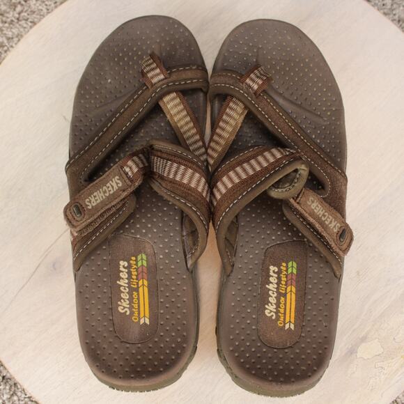 Skechers Sport Sandals Adjustable Outdoor Mens 8 Brown Shoes - Picture 9 of 10